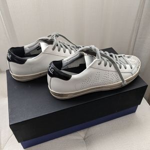 P448 John white and silver python low-top sneakers